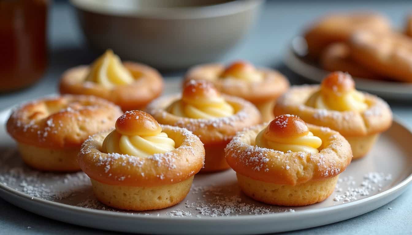 Délicieux cupcakes décorés avec crème et bonbons, parfaits pour les fêtes.