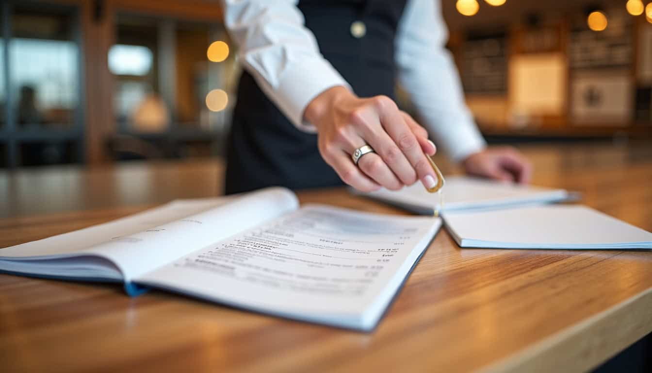 Photo d'un professionnel de l'épaviste en action au bureau avec des documents.