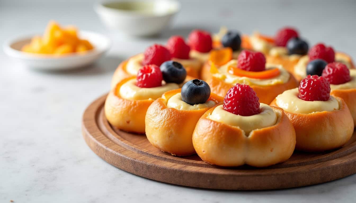 Bouchées gourmandes aux fruits rouges et crème onctueuse, parfaites pour un dessert rafraîchissant.
