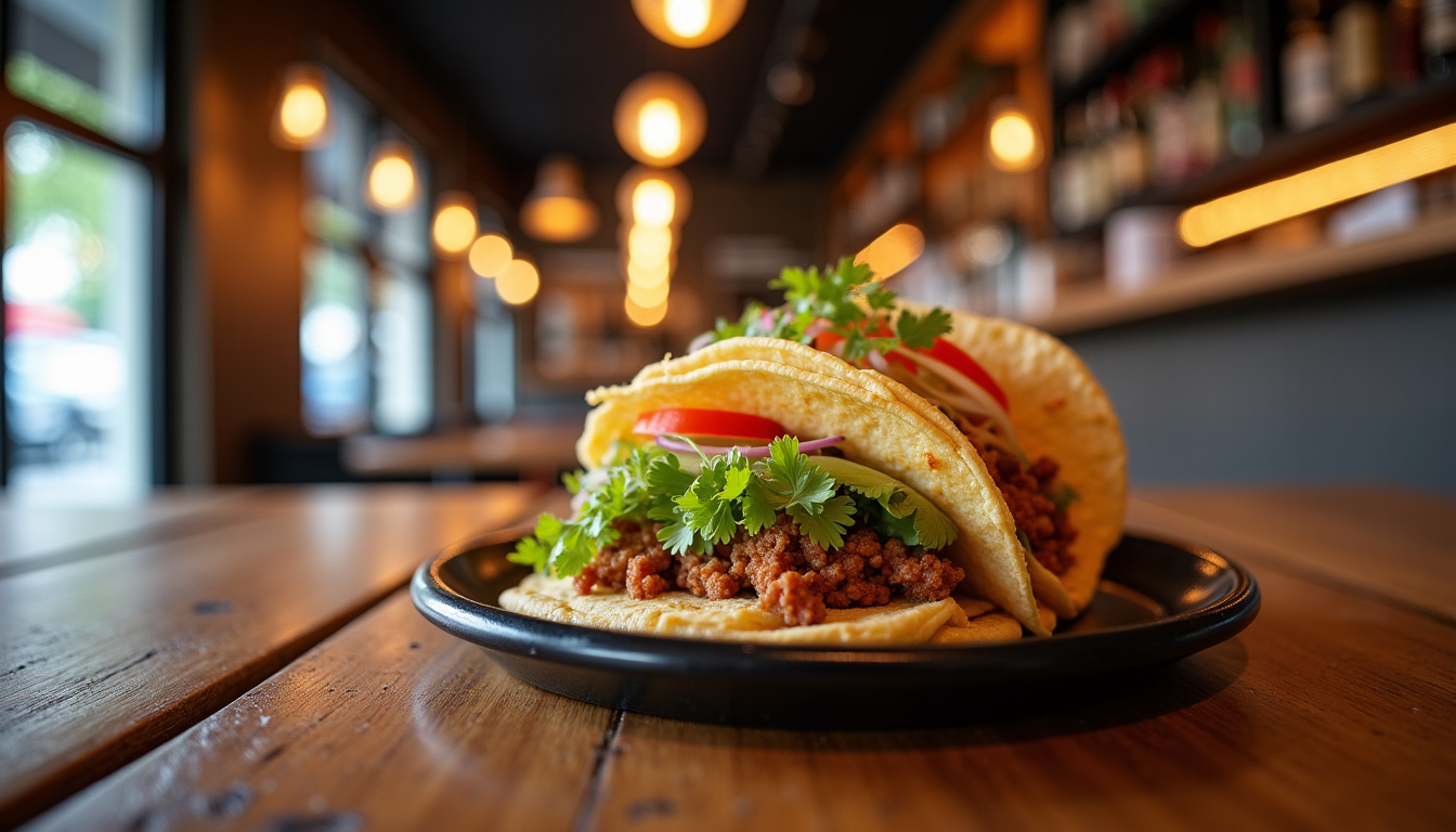 Intérieur du restaurant The Tacos à Valserhône, ambiance chaleureuse et moderne