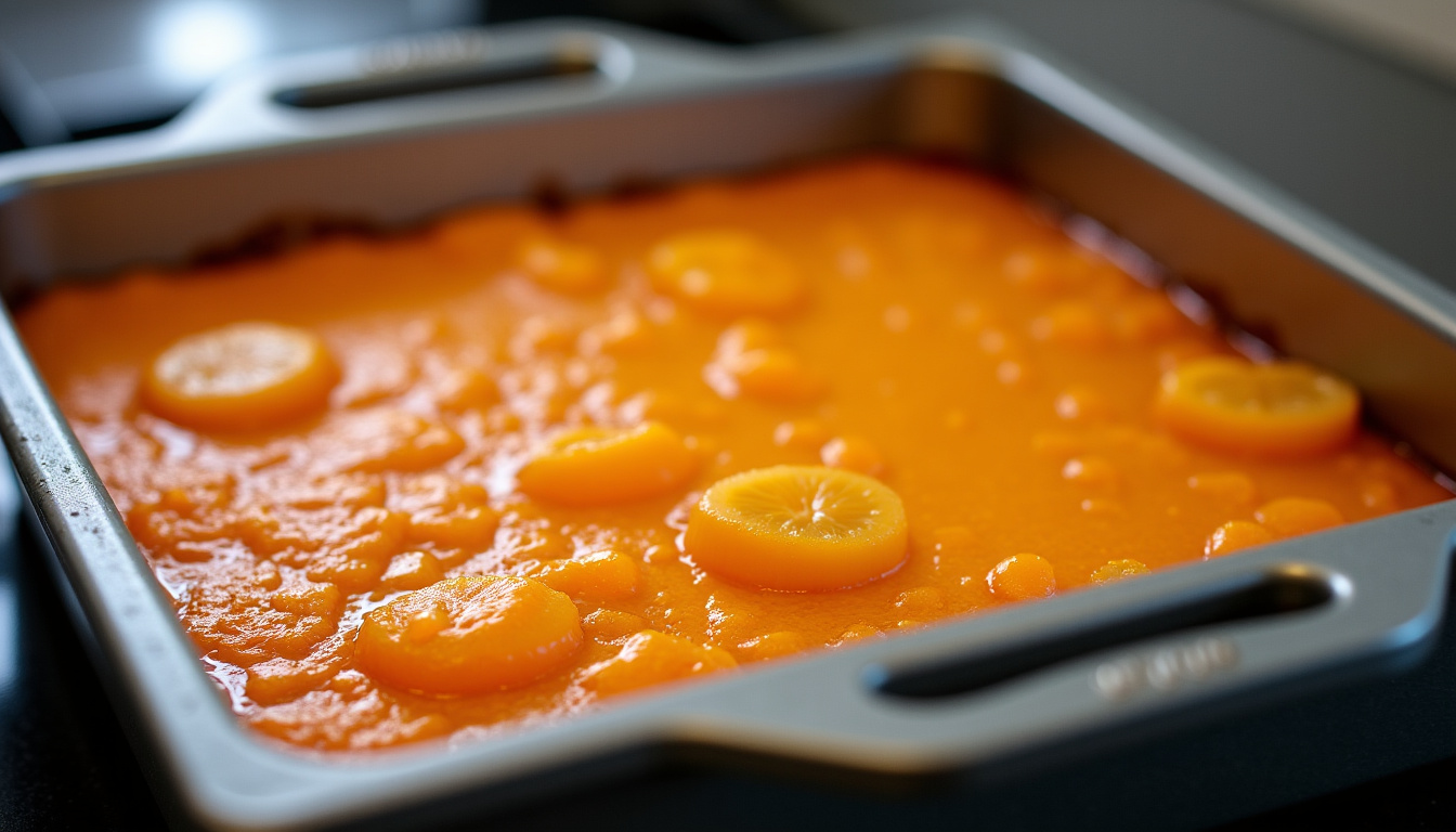 Moule à carotte cake en train de cuire dans un four allumé