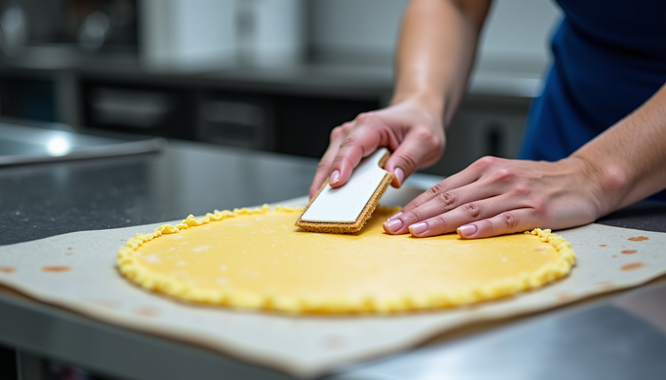 Nettoyage d’une machine à panini professionnelle avec une spatule et un chiffon, montrant les bonnes pratiques d’entretien