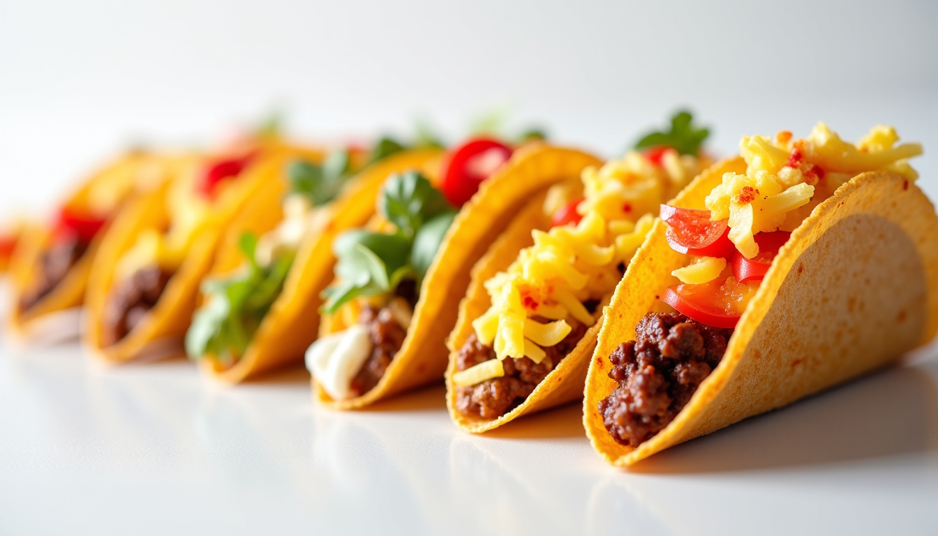 Analyse des emballages et étiquettes des coquilles à tacos sur un fond clair