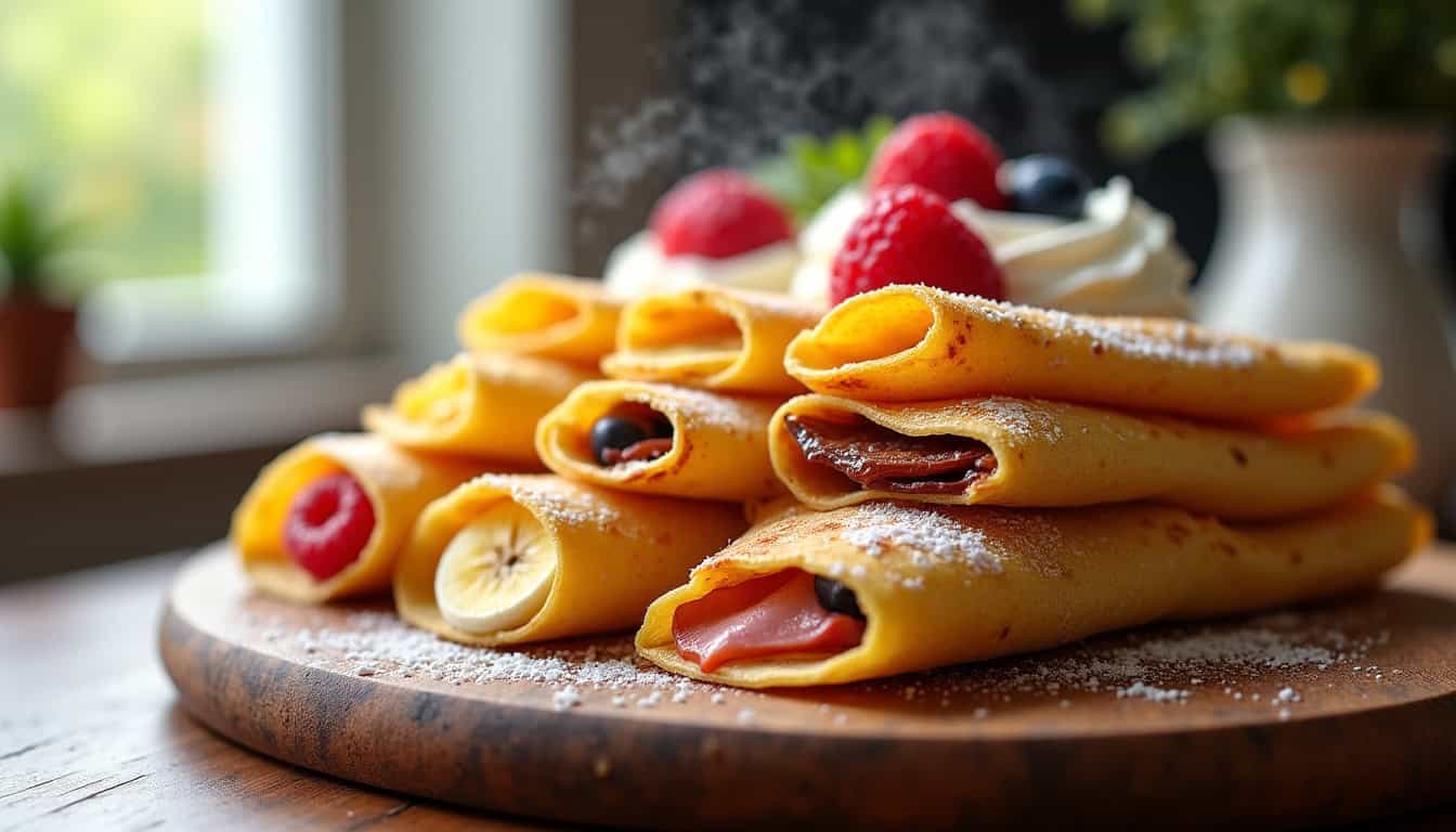 Pancakes aux fruits frais, parfaits pour un petit-déjeuner ou un brunch gourmand.