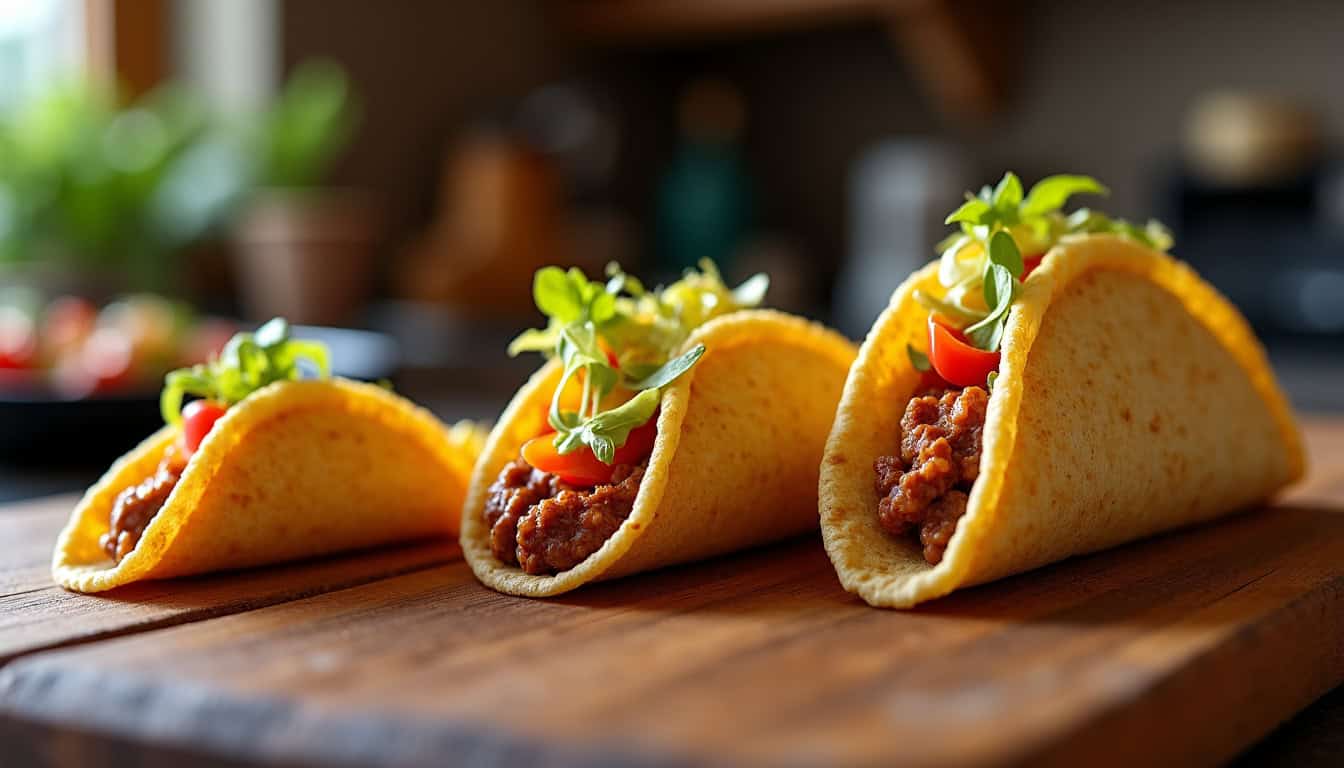 Comparaison de tacos pliés de différentes tailles: mini, standard et XXL