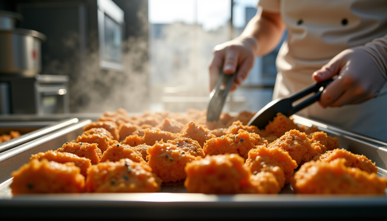 Commande de poulet halal KFC en cours de préparation dans un restaurant parisien