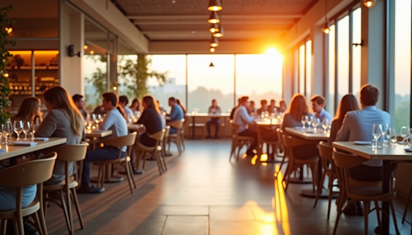 Intérieur moderne du restaurant Ben & Dami à Metz, avec des tables bien dressées, une ambiance lumineuse et des clients en train de dîner