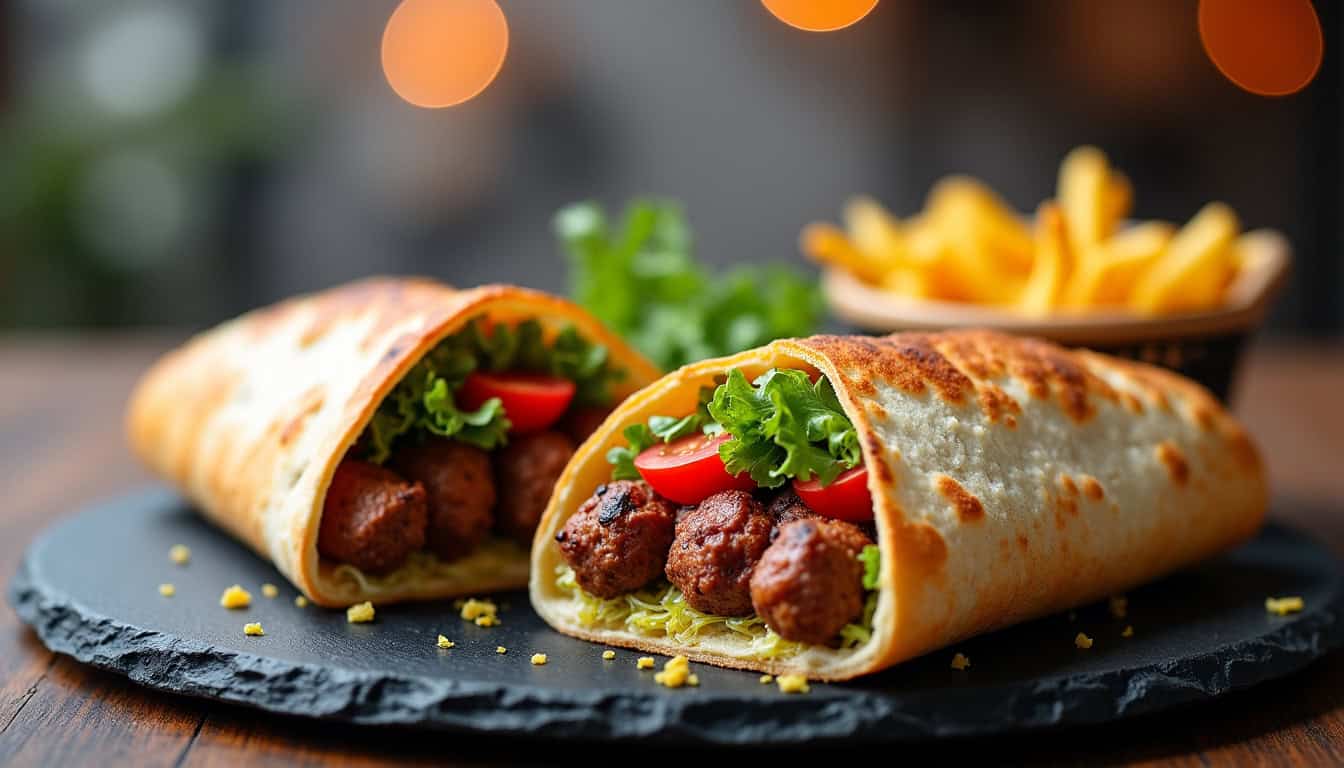 Photographie des plats populaires proposés par Ch Food: kebabs et spécialités rapides