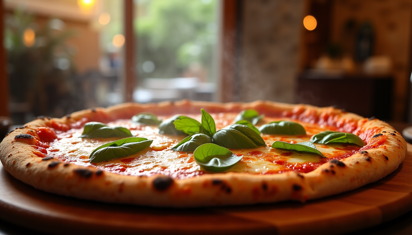 Pizza napolitaine servie dans un restaurant italien halal du centre d
