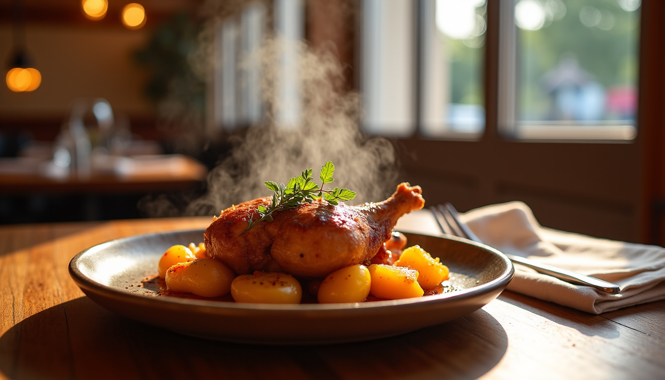 Plat de cuisine française halal présenté dans un restaurant à Nice