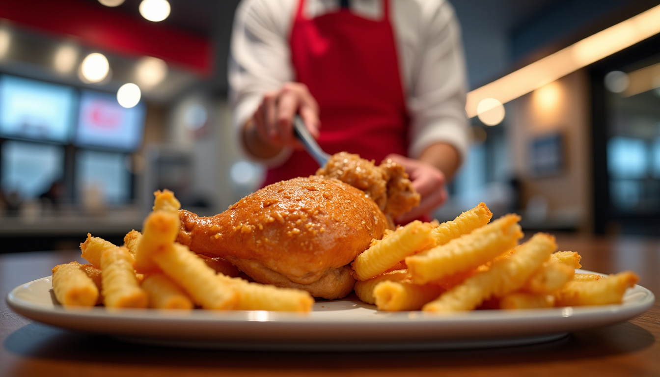 Préparation du poulet dans un restaurant KFC certifié halal