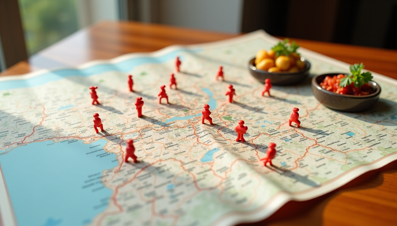 Carte de Paris avec des points indiquant des restaurants halal populaires