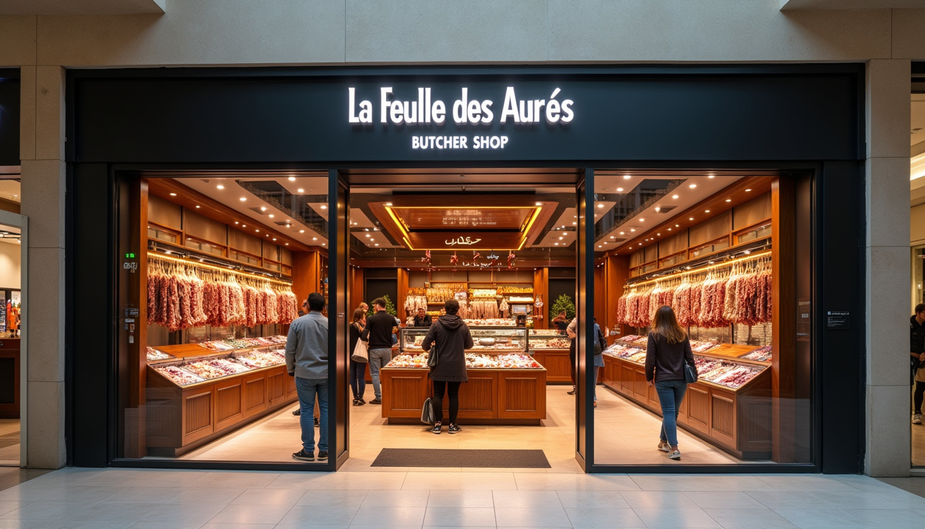 Entrée de la boucherie La Feuille des Aurès située dans le centre commercial Villejuif 7