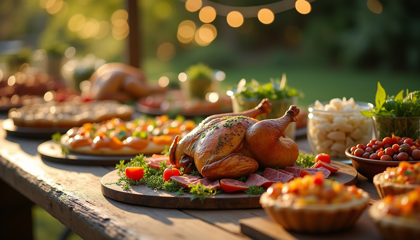 Extrait du catalogue traiteur Auchan avec présentation de plats variés