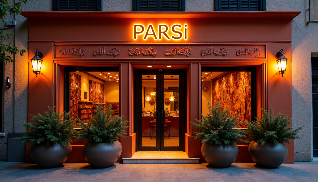 Vue extérieure du restaurant PARSi à Madrid, spécialisé en cuisine persane halal