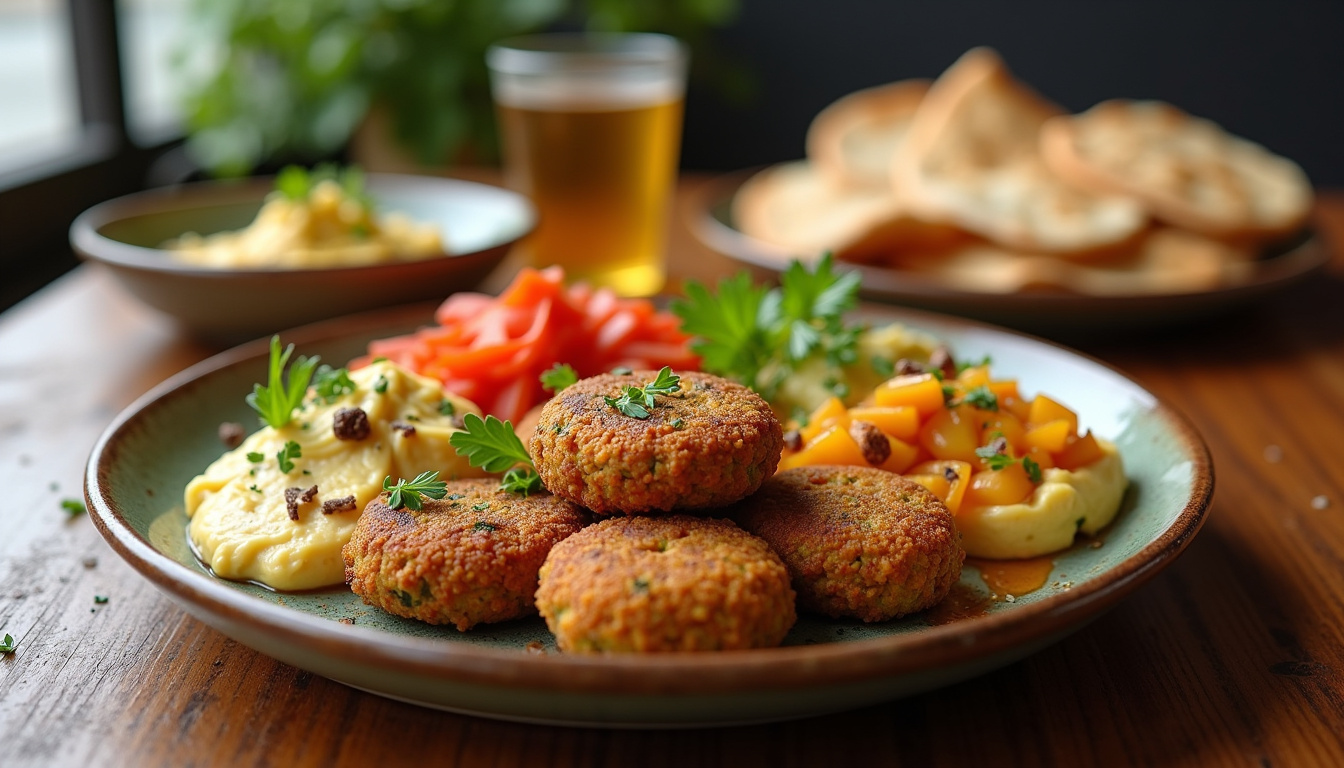 Assiette de falafels et mezzés servis chez Ya! Falafel à Grenoble