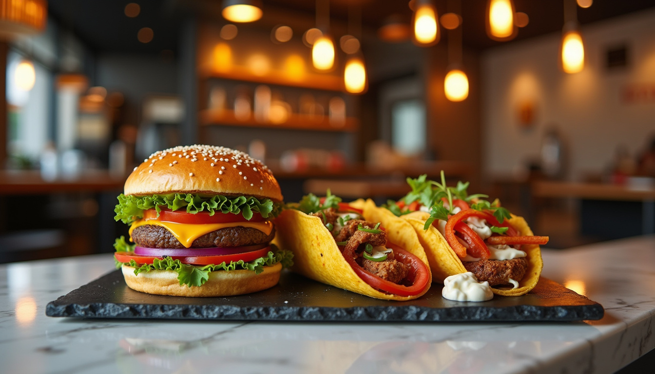 Fast-food halal à Aix-en-Provence proposant burgers, tacos et kebabs dans un cadre moderne