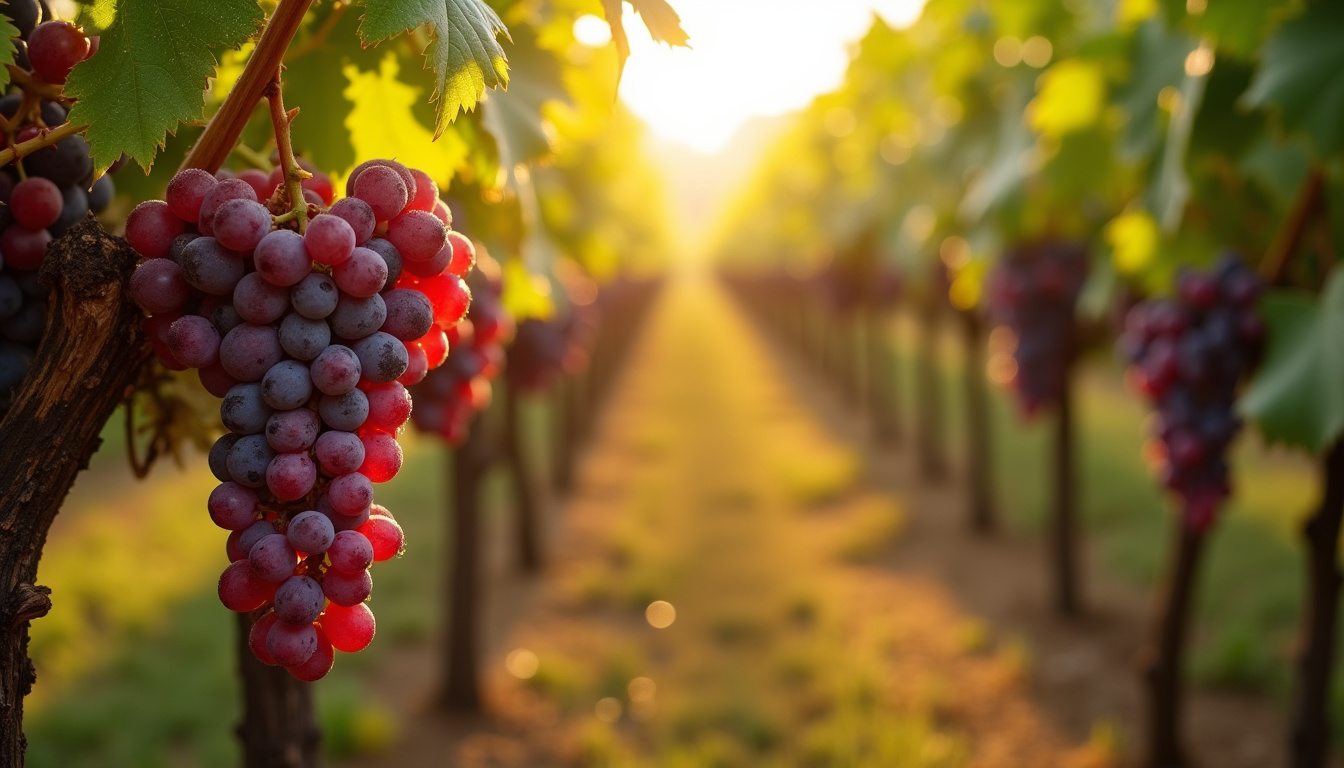 Grappes de raisins sur la vigne, variétés rouges, blanches et noires en pleine croissance