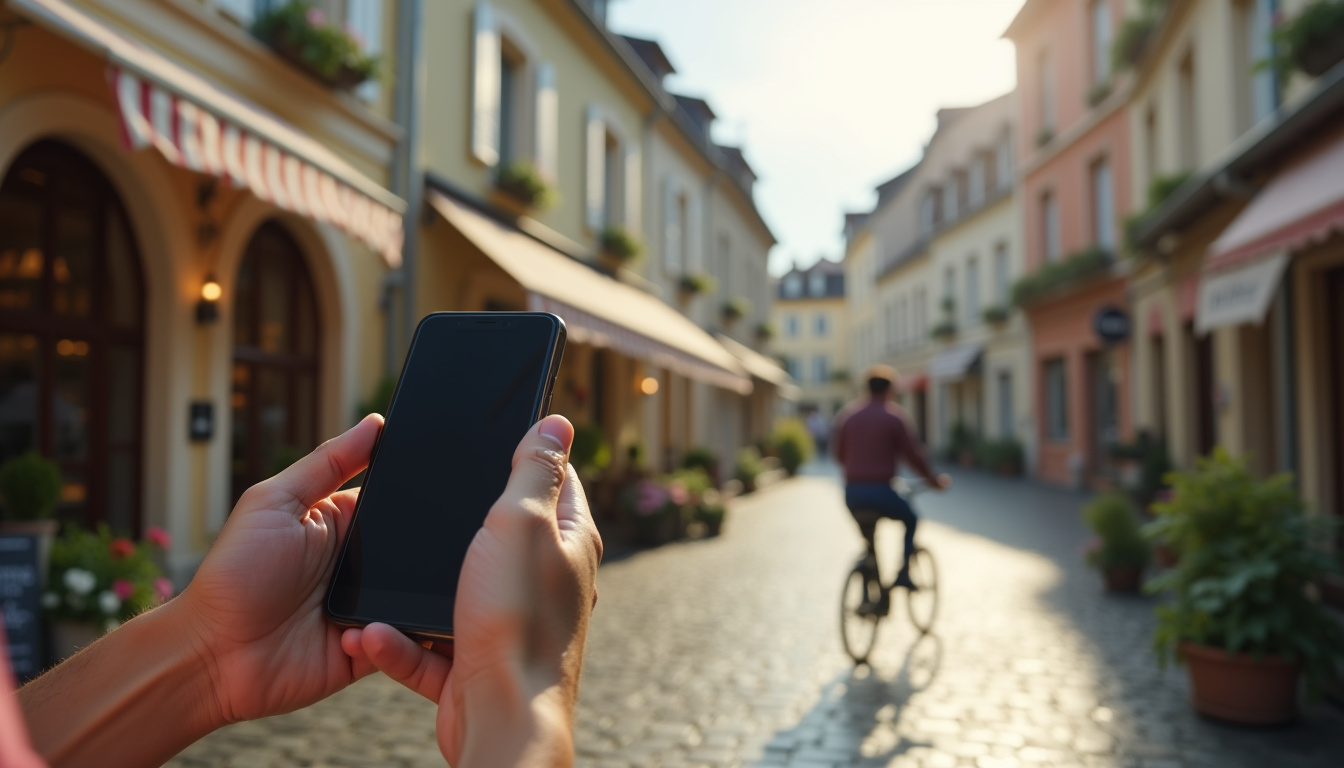 Utilisation de l’application mobile Cocotte Food Tour sur un smartphone en extérieur
